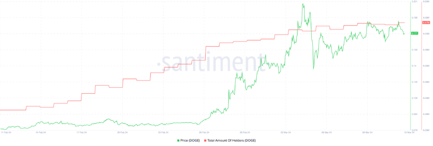 DOGE Price and Number of Holders.
