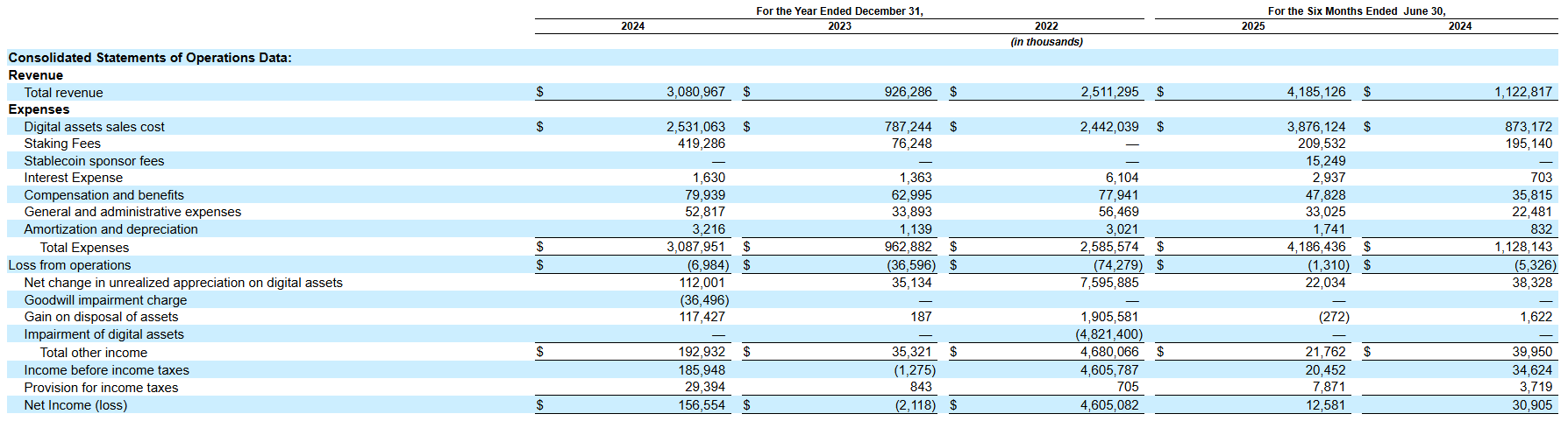 BitGo's Financial Performance Between Since 2022. 