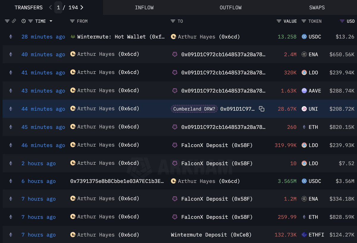 Arthur Hayes additional transaction screenshot