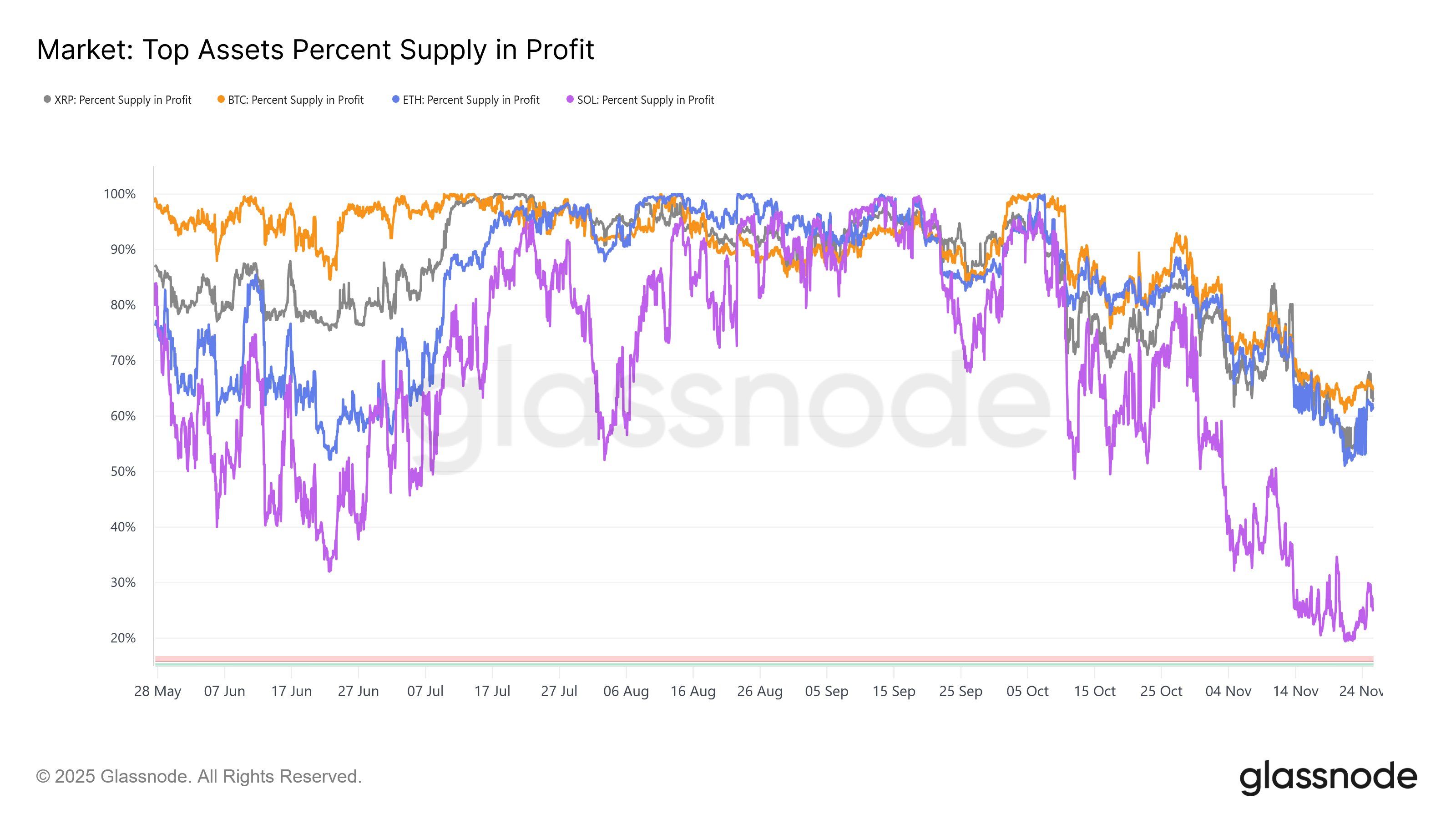 Top Assets Percent Supply in Profit. Source: Glassnode