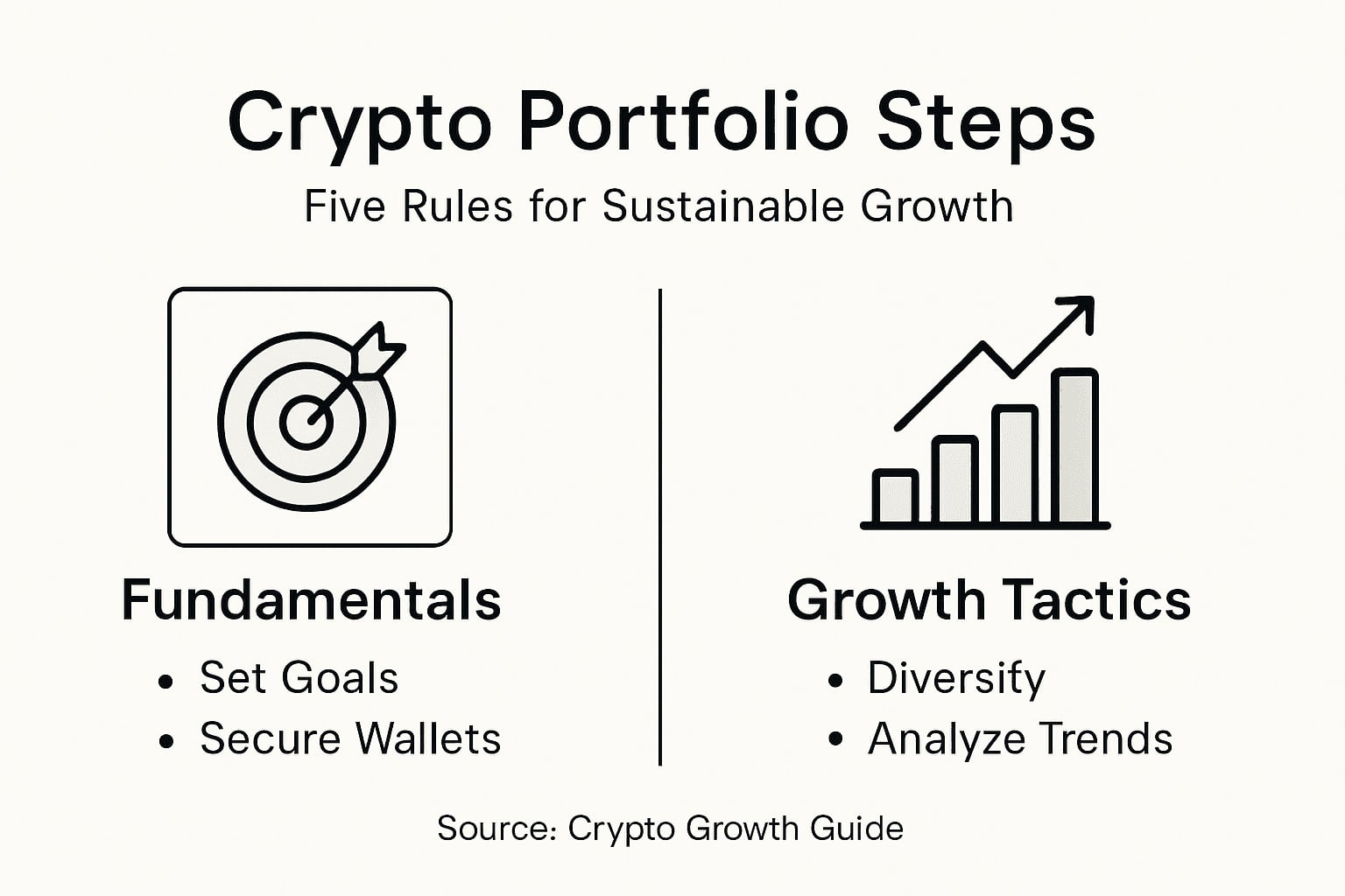 Infographic of five crypto portfolio growth steps