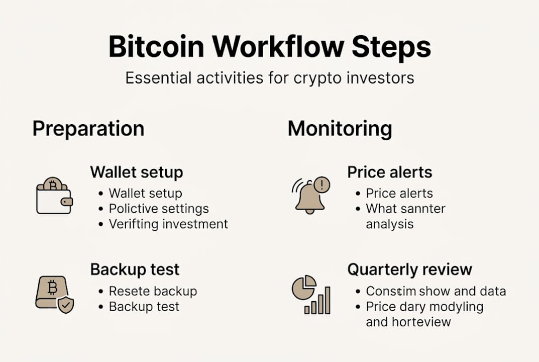 Infographic showing Bitcoin investment workflow steps