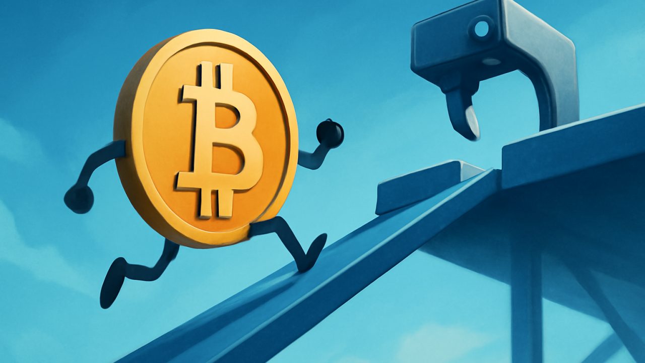 Bitcoin sprints a narrow ramp toward a locking latch