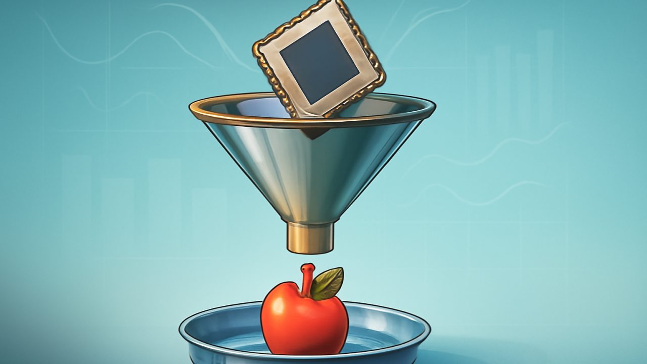 AI Flow Funnel — Semiconductor Clog vs Apple Throughput