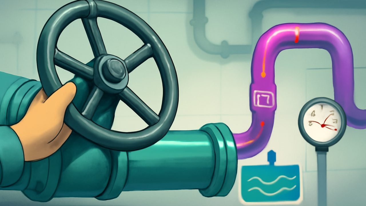 Summer risk tilt — valve redirecting flow from AI to cash‑flow